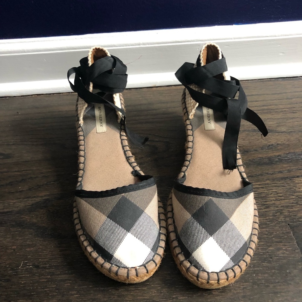 Burberry espadrilles. Iconic plaid. Worn once!
